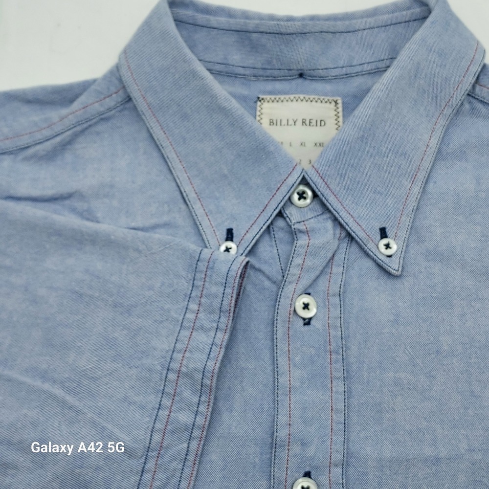 Billy Reid Mens Shirt XL Blue Oxford Made in Italy Button Down- Review Dimension